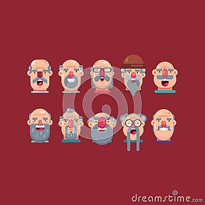 Set group of grand father icon vector illustration Cartoon Illustration