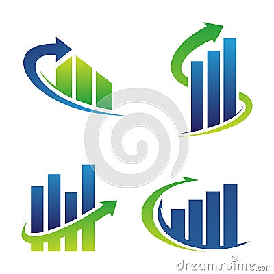 Set grow up vector symbol for business finance or real estate with arrow Vector Illustration