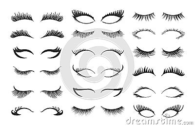 Set for growing the eyelashes, professional makeup Vector Illustration