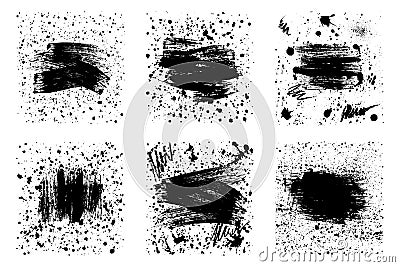 Set of grunge backgrounds with splash ink paint, brush stroke, blots. Vector illustration Vector Illustration