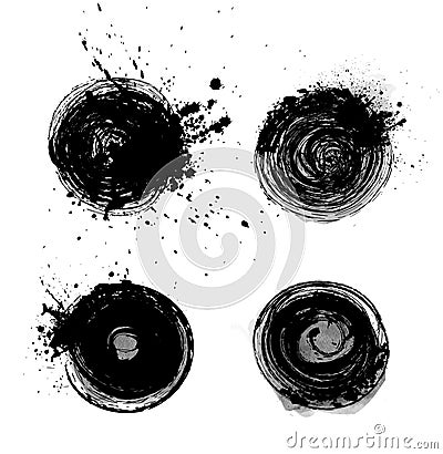 Set of grunge black circles Vector Illustration