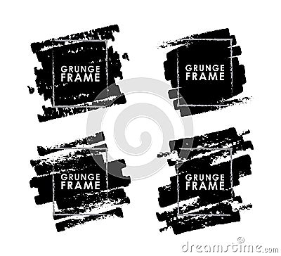 Set of grunge brush strokes frames on white background Vector Illustration