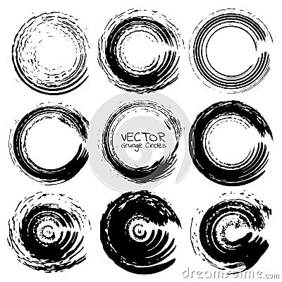 Set of grunge circles, Grunge round shapes. Vector Illustration