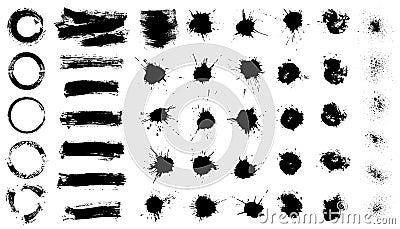 Set of grunge element, splash, blots, spray, stroke, round, etc. Vector illustration Vector Illustration