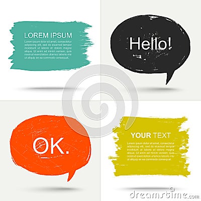 Set of grunge speak bubbles. Vector Illustration