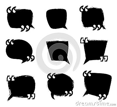 Set of grunge speech bubbles with quotation marks, quote concept Vector Illustration