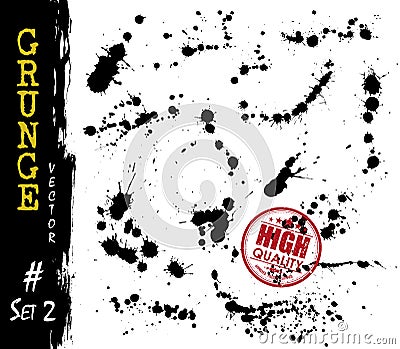 Set of grunge style blood or ink splatter . Elements vector Vector Illustration