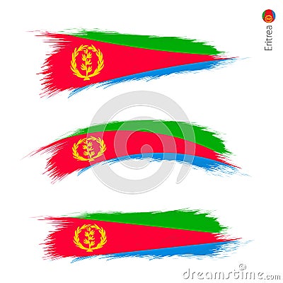 Set of 3 grunge textured flag of Eritrea Vector Illustration