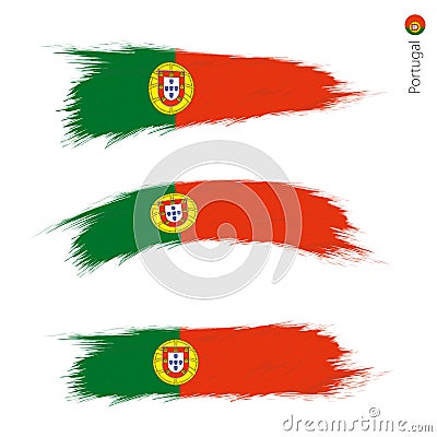 Set of 3 grunge textured flag of Portugal Vector Illustration