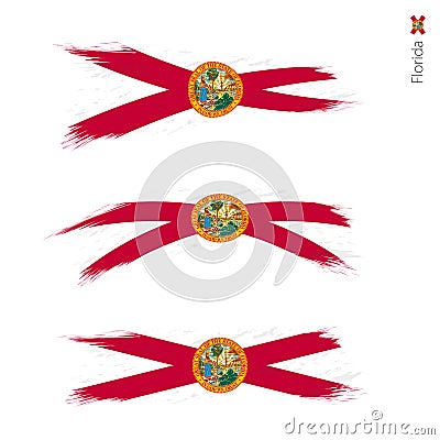 Set of 3 grunge textured flag of US State Florida Vector Illustration