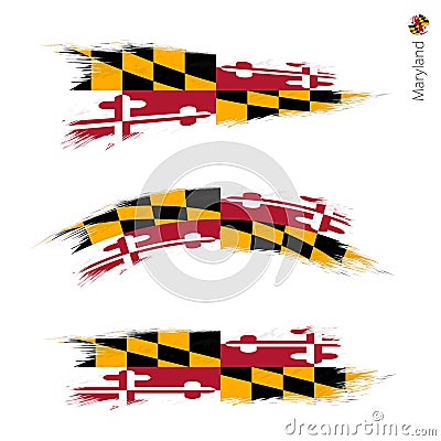 Set of 3 grunge textured flag of US State Maryland Stock Photo