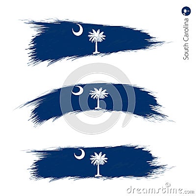 Set of 3 grunge textured flag of US State South Carolina Vector Illustration