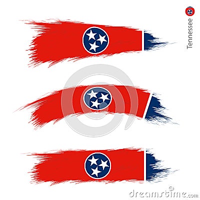 Set of 3 grunge textured flag of US State Tennessee Vector Illustration