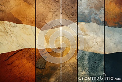 Set of grunge textures and backgrounds. Elements of this image furnished by NASA, A collage of different natural Earth textures Stock Photo