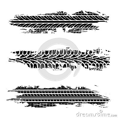 Set Grunge Tire Tracks Vector Illustration