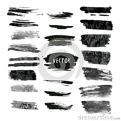 Set of grunge vector and ink strokes. Abstract design elements collection. Hand drawn smears Vector Illustration