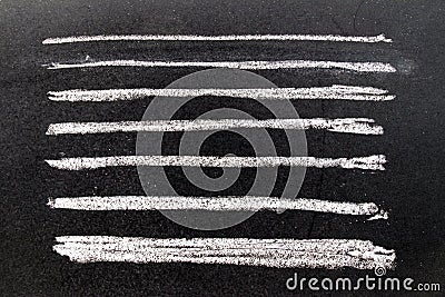 Set of grunge white chalk art brush in square line shape on black board background. Decoration and design element Stock Photo