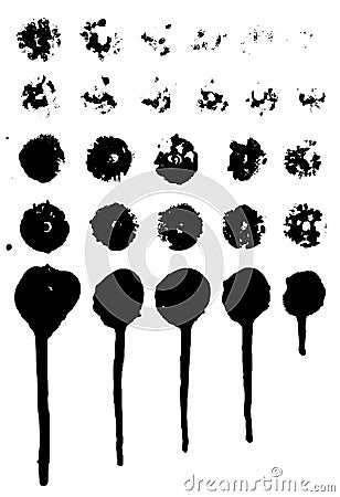 Set of grungy paint drips. Vector Vector Illustration