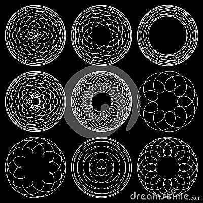 Set of guilloche Design Elements. Spirographic pattern for watermarks and borders for design certificates, vouchers, Labels and in Vector Illustration