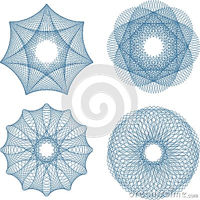 Set of guilloche rosette Vector Illustration