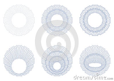 Set of guilloche rosettes PNG format. Stock Photo