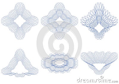 Set of guilloche rosettes PNG format. Stock Photo