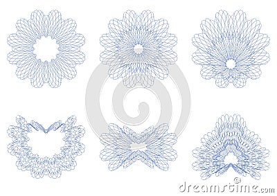 Set of guilloche rosettes PNG format. Stock Photo