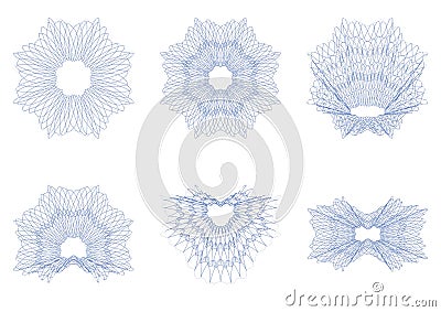 Set of guilloche rosettes PNG format. Stock Photo