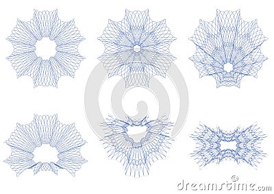 Set of guilloche rosettes PNG format. Stock Photo