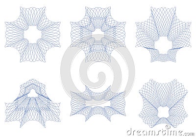 Set of guilloche rosettes PNG format. Stock Photo
