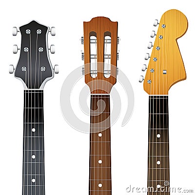 Set of Guitar neck fretboard and headstock Stock Photo