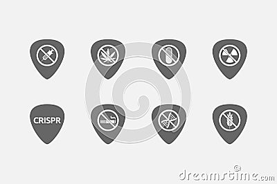 Set of guitar plectrums with health and wellness related icons Stock Photo