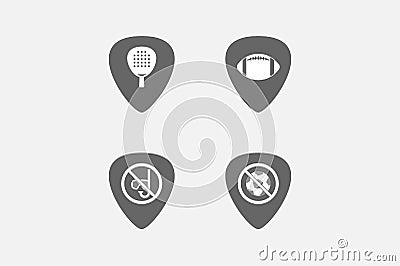 Set of guitar plectrums with sports and recreation related icon Stock Photo