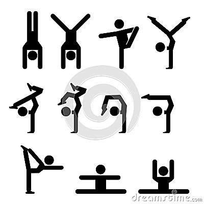 Set of gymnastics icon in silhouette Vector Illustration