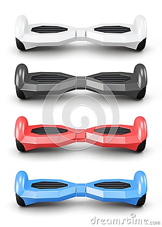 Set of gyro scooter on white background Stock Photo
