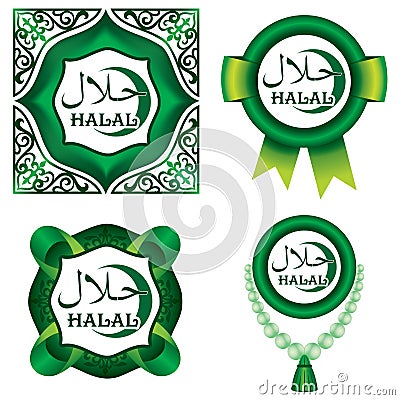 Set of Halal signs Stock Photo