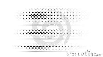 Set of halftone dots gradient pattern texture lines. Straight dotted spots halftone dot texture. Vector. Divider lines. Vector Illustration