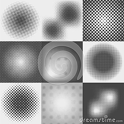 Set of halftone dots pattern Vector Illustration