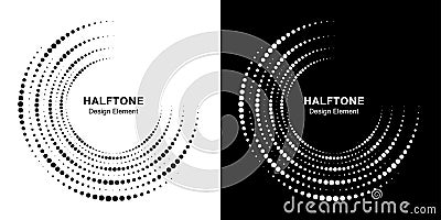 Set of Halftone incomplete circle frame dots logo background. Half round Icon halftone circle dots texture. Vector Vector Illustration