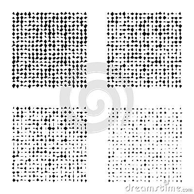 Set of Halftone squares isolated on the white background. Collection of halftone effect transformed dot patterns. Rectangle illust Vector Illustration
