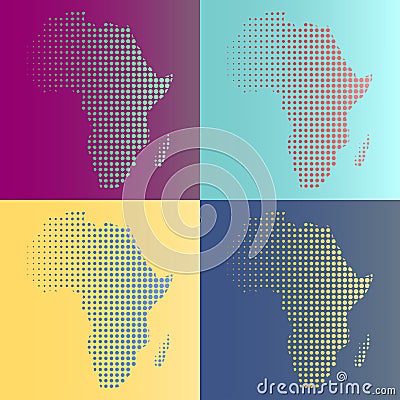 Set of halftone vector Africa map Vector Illustration