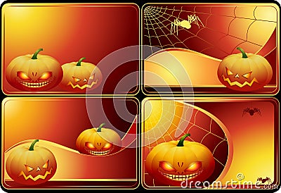 Set of Halloween cards Vector Illustration