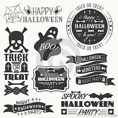 Set of halloween decorative elements. Vector Vector Illustration