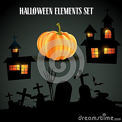 Set of halloween elements Vector Illustration