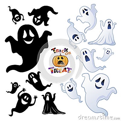 Set of Halloween Ghost, Ghost silhouette Vector Illustration