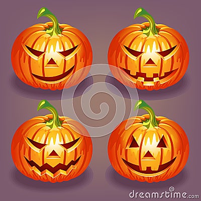 Set of Halloween pumpkin Vector Illustration