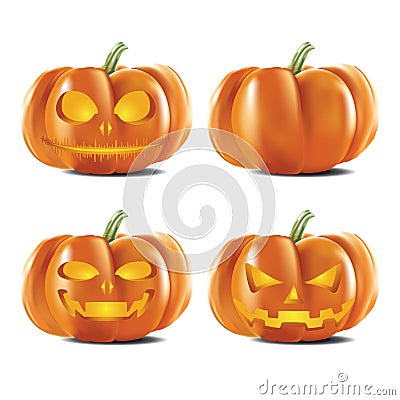 Set halloween pumpkins Vector Illustration
