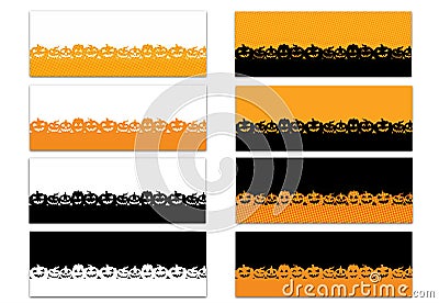 Set of 8 Halloween Theme Facebook Timeline Covers Isolated on White Stock Photo