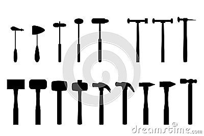 Set of hammer in silhouette icon Vector Illustration