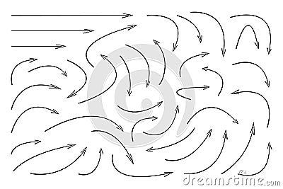 Set of hand draw arrows, Vector elegant pointers. Vector Illustration